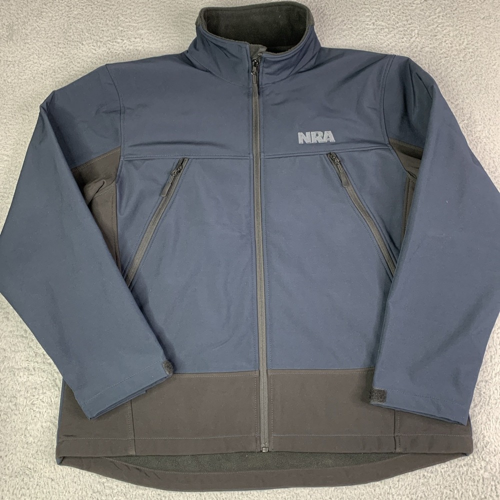 NRA Jacket Medium Insulated Neoprene Like Outer Full Zip Fleece Lined